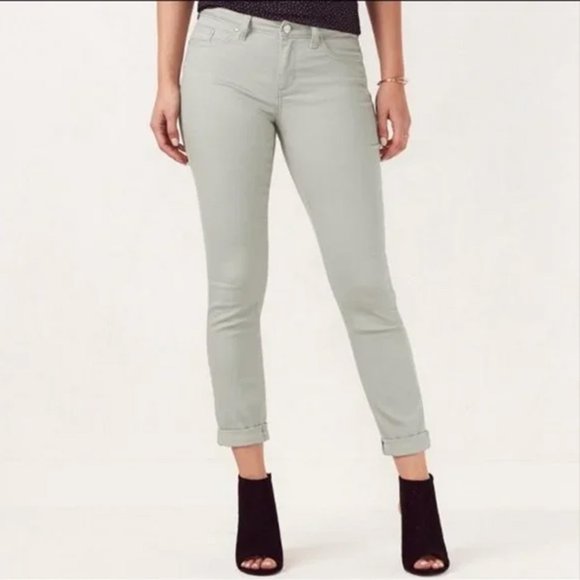 LC Lauren Conrad Jeans Sage Green Mid Rise Skinny Cuffed Ankle - Picture 3 of 8